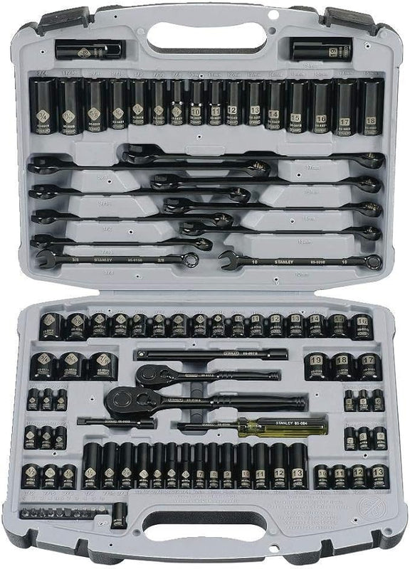 STANLEY Drive Socket Set, Black Chrome, Laser Etched, 99-Piece