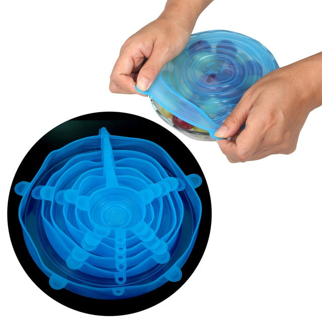 6-Piece Stretchable Silicone Lid Set