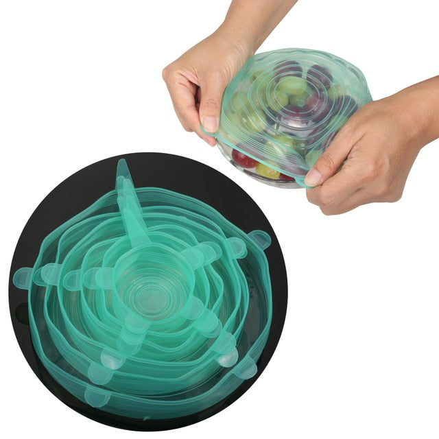 6-Piece Stretchable Silicone Lid Set